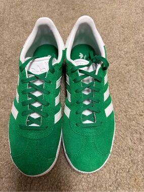 adidas Women’s Green and White Suede Athletic Sneakers